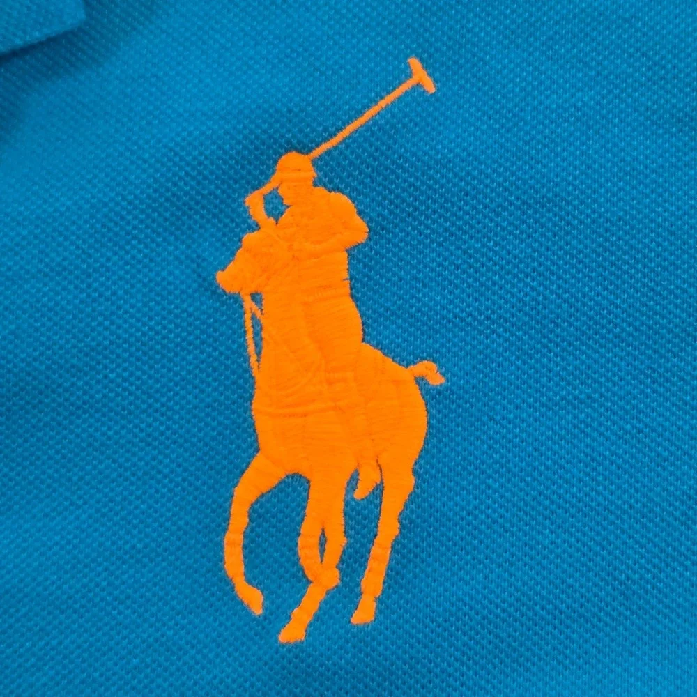 Ralph Lauren Polo‎ Shirt Youth XL Blue Orange Big Pony Rugby # 3